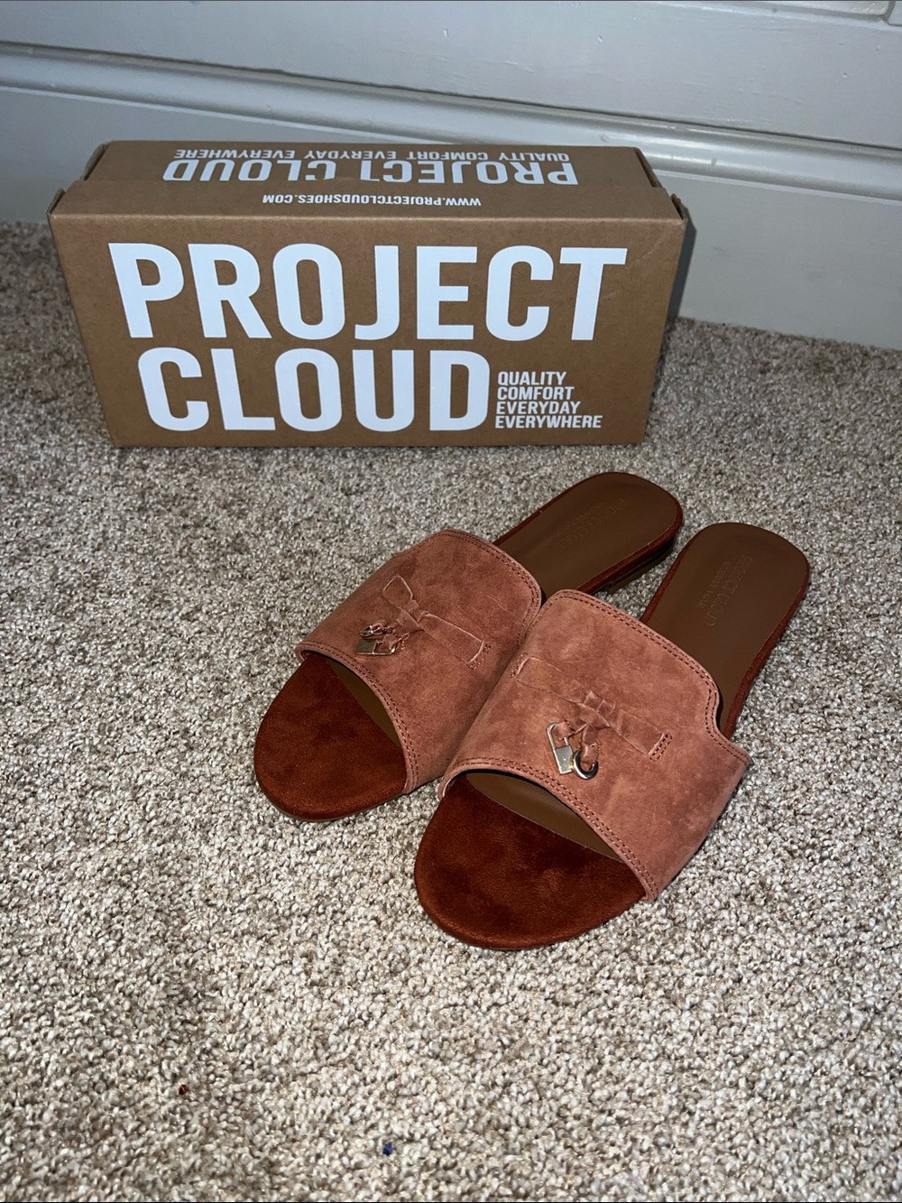 Project Cloud Suede Slide Sandals - Rust